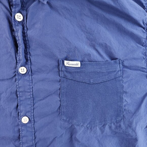 Faconnable Pique Knit Sleeves Back Pocket Mesh XL Button-Down Blue Pocket French - Picture 6 of 16